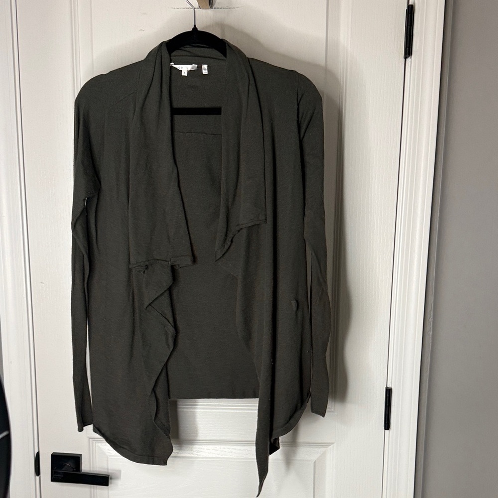 Vince Dark Olive Open Front Cardigan